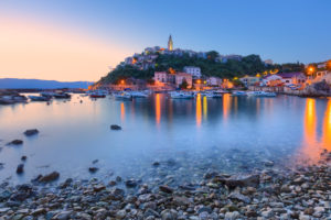 Harbour and historic town of Vrbnik, Krk island, Kvarner bay, Croatia Harbour and historic town of Vrbnik, Krk island, Kvarner bay, Croatia